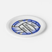 Assiettes En Carton Bleu Volleyball Custom Paper Party (Angle)