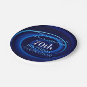 Assiettes En Carton Bleu Vortex 70e Anniversaire Plaque papier de célé (Angle)