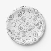 Assiettes En Carton Bleuets en noir et blanc (Devant)