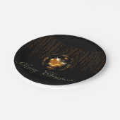 Assiettes En Carton Bling Joyeux Noël noir et or (Angle)