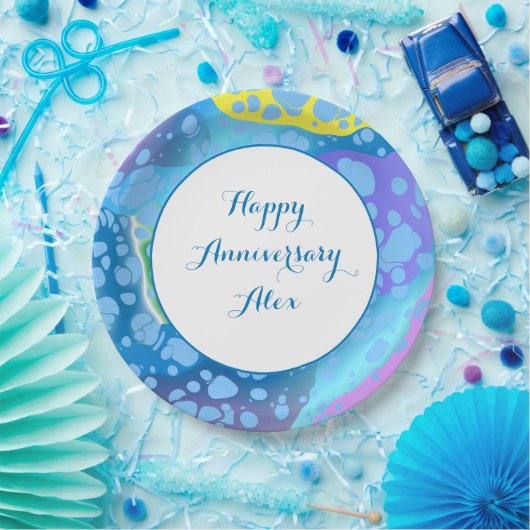 Assiettes En Carton Blobs colorés (Fête)