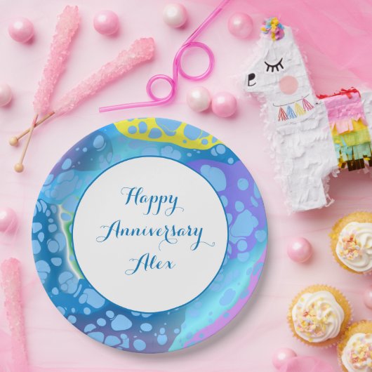 Assiettes En Carton Blobs colorés (Fête)