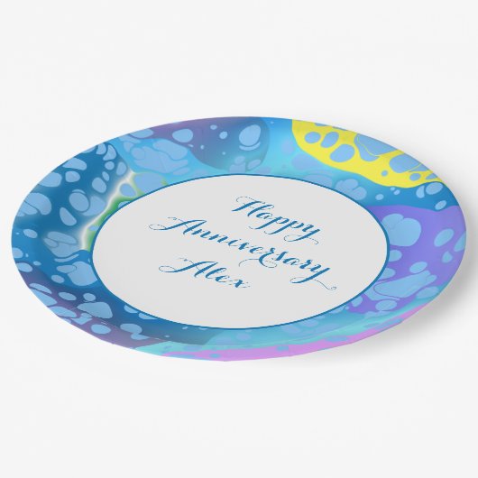 Assiettes En Carton Blobs colorés (Angle)