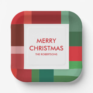 Assiettes En Carton Bloc de couleurs géométriques vibrantes pour Noël