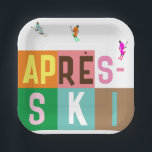 Assiettes En Carton Bloc de couleurs pour skieurs rétros après ski<br><div class="desc">Design moderne sur le thème du ski après-ski, en blocs colorés et en lettres colorées. Ouverture de ski alpin, station de ski, conception de la maison de ski. Magnifique cadeau de sport d'hiver pour un skieur dans votre cercle d'amis, collègues ou famille. Design d'oeuvres d'art pour skieurs rétros. Skieurs ski...</div>