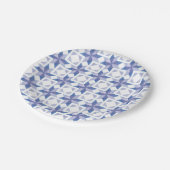 Assiettes En Carton Bloc de patchwork bleu (Angle)