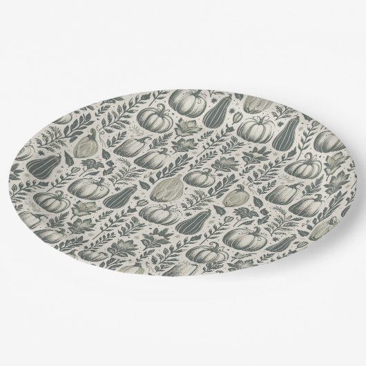 Assiettes En Carton Blocage des gourmandises d'automne Imprimer en ver (Angle)