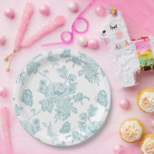 Assiettes En Carton Block Print Aqua Paper Plates (Fête)