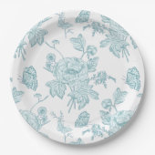 Assiettes En Carton Block Print Aqua Paper Plates (Devant)