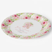 Assiettes En Carton Blocs d'Alphabet Floral Rose (Angle)