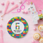 Assiettes En Carton Blocs de construction Plaques de papier 6e anniver (Fête)