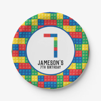 Assiettes En Carton Blocs de construction Plaques de papier 7e anniver