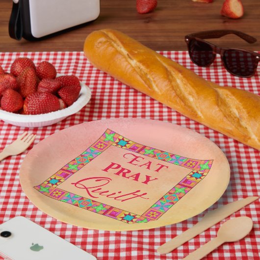 Assiettes En Carton Blocs de courtepointe Bordure Manger courtoisie Co (Pique-nique)