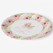 Assiettes En Carton Blocs floraux roses Alphabet (Angle)