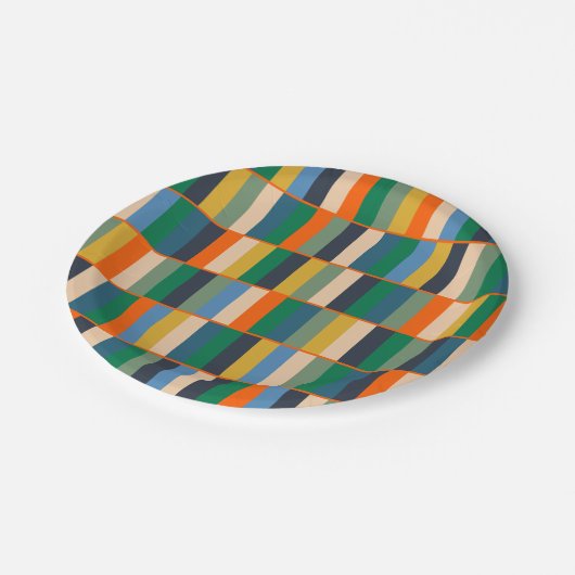 Assiettes En Carton Blocs longs Motif moderne rétro (Angle)