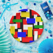 Assiettes En Carton Blocs rouge, jaune, noir, bleu et vert (Fête)