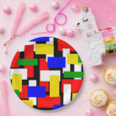 Assiettes En Carton Blocs rouge, jaune, noir, bleu et vert (Fête)