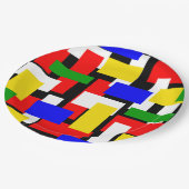 Assiettes En Carton Blocs rouge, jaune, noir, bleu et vert (Angle)