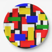 Assiettes En Carton Blocs rouge, jaune, noir, bleu et vert (Devant)