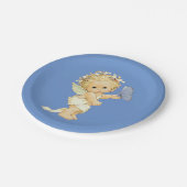 Assiettes En Carton Blonde Ange bébé avec un papillon. (Angle)