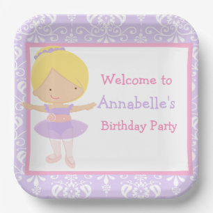 Assiettes En Carton Blonde Ballerina fête d'anniversaire