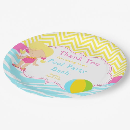 Assiettes En Carton Blonde Girl Pool Party Bash Party (Angle)