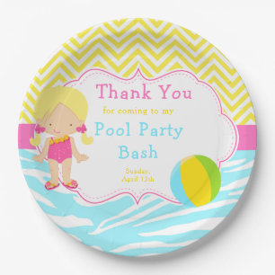 Assiettes En Carton Blonde Girl Pool Party Bash Party