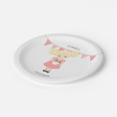 Assiettes En Carton Blonde mignonne Anniversaire fille et chiot (Angle)