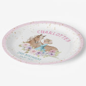 Assiettes En Carton Blonde Princess et Brown Horse Anniversaire (Angle)