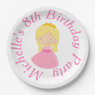 Assiettes En Carton Blonde Princess et Dragon Anniversaire