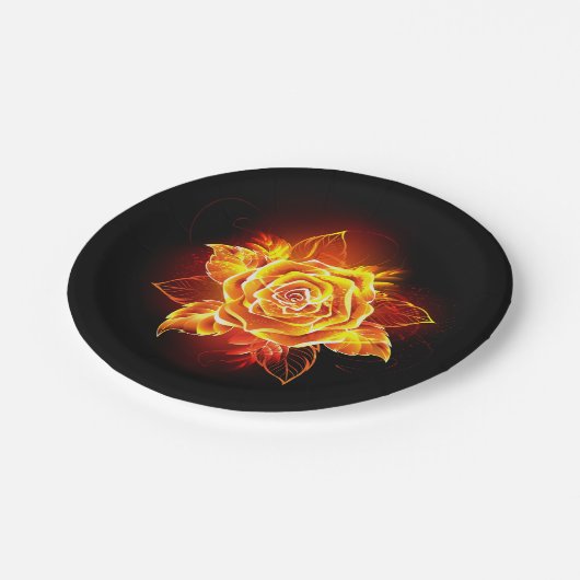 Assiettes En Carton Blooming Fire Rose (Angle)
