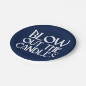 Assiettes En Carton Blow Out the Candles Navy Art Déco Anniversaire (Angle)
