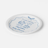 Assiettes En Carton Blue A Baby Is Brewing Coffee Thank You (Angle)