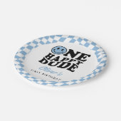 Assiettes En Carton Blue À damiers Smile One Happy Dude 1er Anniversai (Angle)