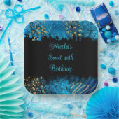 Assiettes En Carton Blue Alcohol Enk Sweet 16 Anniversaire (Fête)