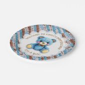 Assiettes En Carton Blue and Brown Crocheted Teddy Bear It's a Boy (Angle)