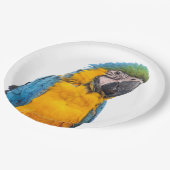 Assiettes En Carton Blue and Gold Macaw (Angle)