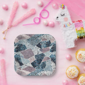 Assiettes En Carton Blue and Mauve Terrazzo Conception abstraite (Fête)