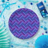 Assiettes En Carton Blue and purple stripes weave (Fête)