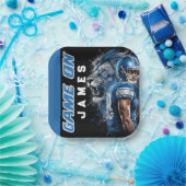 Assiettes En Carton Blue and Silver Football Themed Party Plate (Fête)