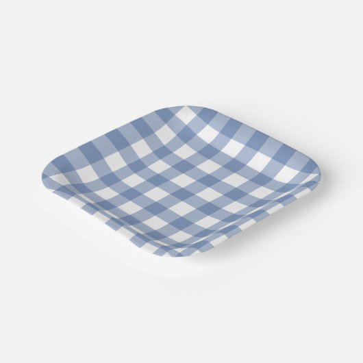 Assiettes En Carton Blue and White Dainty Buffalo Check (Angulaire)