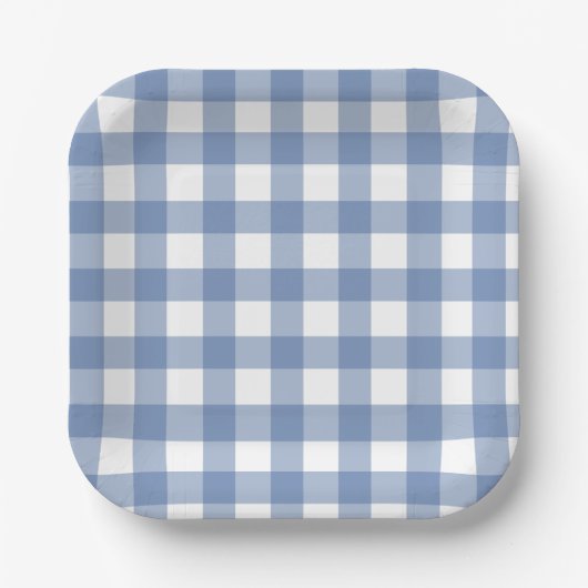 Assiettes En Carton Blue and White Dainty Buffalo Check (Recto)