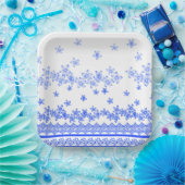 Assiettes En Carton Blue and White floral design, (Fête)