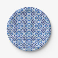 Blue and White Italian tile Plate
