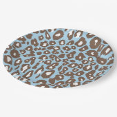 Assiettes En Carton Blue and White Leopard Print (Angle)