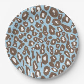 Assiettes En Carton Blue and White Leopard Print (Devant)
