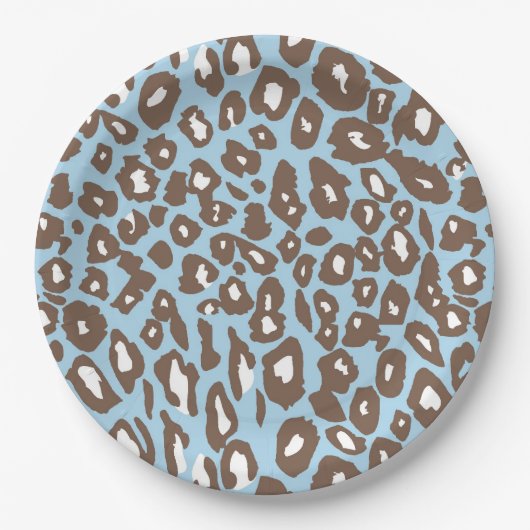 Assiettes En Carton Blue and White Leopard Print (Devant)