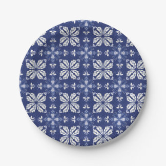 Assiettes En Carton Blue and white paper plate with intricate floral