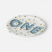 Assiettes En Carton Blue Balloons Gold Confetti ONE 1er anniversaire f (Angle)