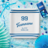 Assiettes En Carton Blue Baseball Club Custom Player Numéro & TeamName (Fête)